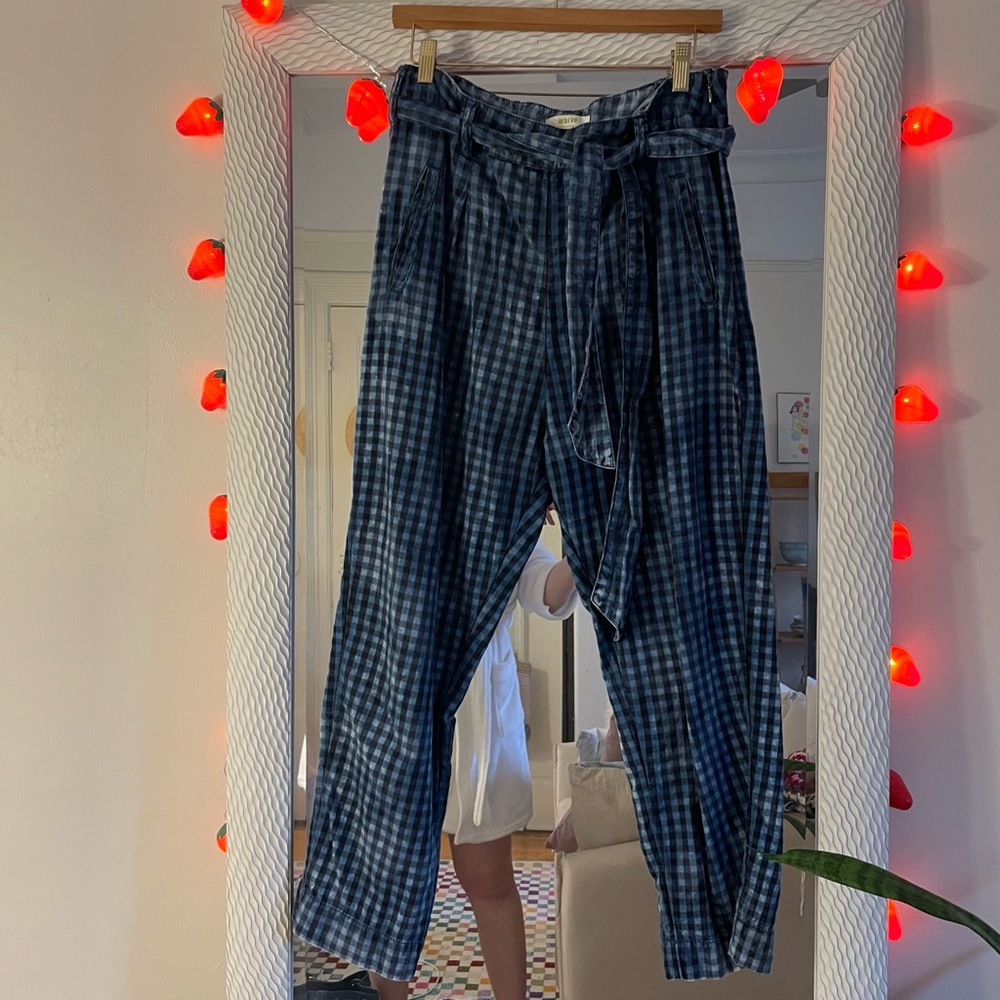 Anthropologie Blue Plaid Trousers